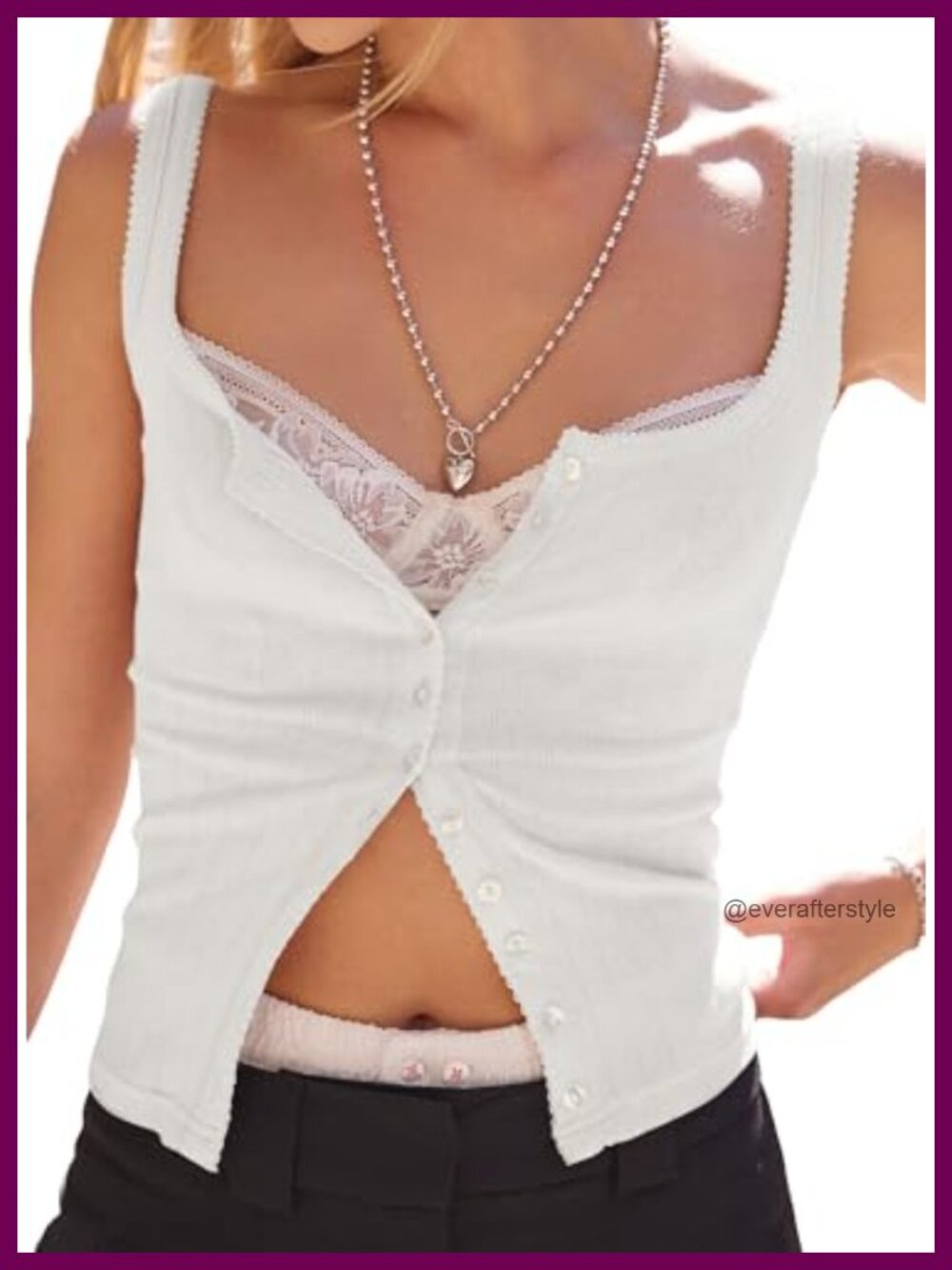 Ribbed Pointelle Button Down Tank Top Fitted Sleeveless Y2K Style